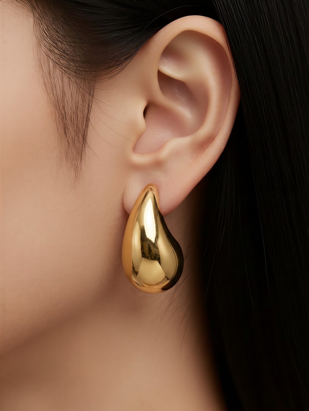 Mayamar Bold Gold Polished Drop Earrings & Gift Bag